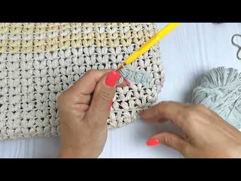 Видео: Симпатичный узор для сумки из рафии. МК.