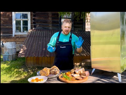 Видео: Насыщенная и вкусная жизнь на хуторе в лесу | Варёно-копчёная рулька с Hobbi Smoke  #хутор