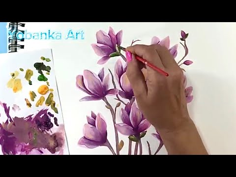 Видео: Секрет рисования магнолий/Искусство рисования цветов