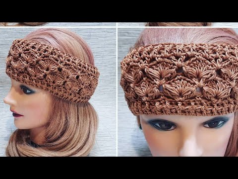 Видео: Повязка крючком на весну/лето объемным узором🌸из хлопка❤👍