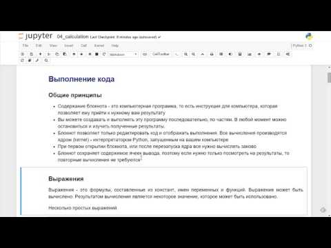 Видео: Вычисления в Jupyter Notebook: общие принципы