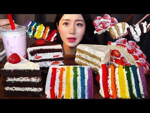 Видео: 🍓 Радужный Чизкейк Торт АSMR Клубнично-шоколадный ДесертㅣDessert Chocolate Cake Mukbang