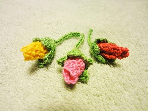 Видео: Бутон розы Rose bud Crochet