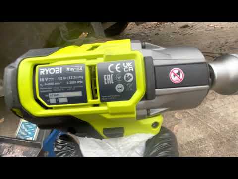 Видео: Ударный безщеточный гайковерт Ryobi RIW18X-0 на 900Hm артикул 5133004960, небольшой ￼