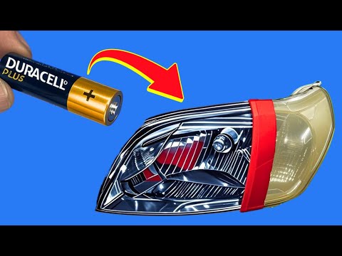 Видео: Как сделать старые фары новыми за 5 минут с помощью старых батареек! Невероятно 😱