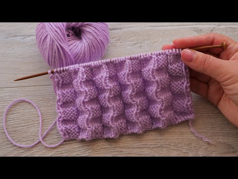 Видео: Двухсторонный 3D узор спицами 🎀 Double sided 3D knitting pattern