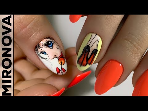 Видео: Девочка с конфеткой/ Яркий летний дизайн/ Комбинированный маникюр