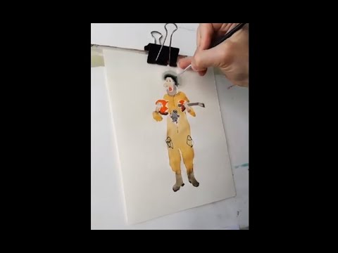 Видео: Акварельная игра "Эдиндыгомба". Рисует Александр Воцмуш (вертикальное видео)