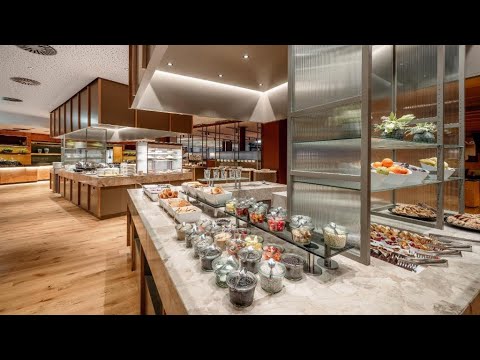 Видео: Aqua Dome 4 Sterne Superior Hotel & Tirol Therme Längenfeld, dinner. Austria. Ужин. Австрия.