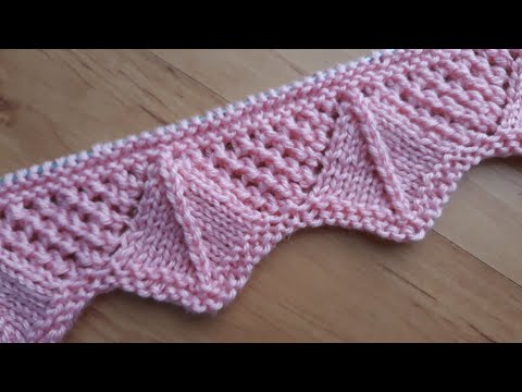 Видео: Красивая ажурная кайма спицами для кардигана платья, юбки, туники.