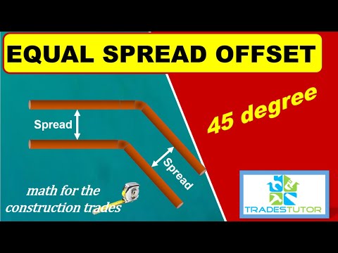 Видео: Смещение равнопроходного трубопровода под углом 45 градусов для строительных работ.