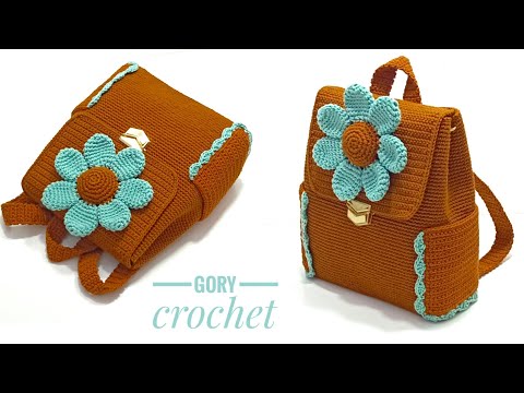 Видео: Рюкзак крючком, оригинальная и элегантная модель.