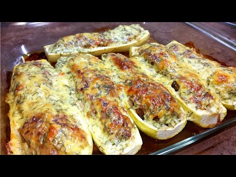 Видео: Кабачки Лодочки с Фаршем в духовке Очень Простой и Вкусный рецепт! Вкуснейшие Запеченные КАБАЧКИ