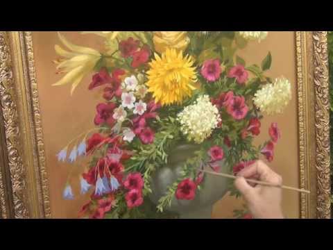 Видео: Пишем букет маслом: розы, лилии, хризантемы, гортензия.