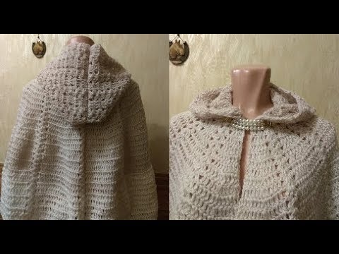 Видео: Удивительно простая и эффектная тёплая накидка с капюшоном