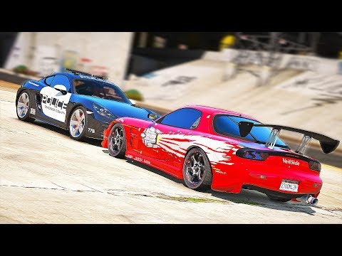 Видео: РЕЗВАЯ MAZDA RX7 ИЗ ФОРСАЖА УХОДИТ ОТ ПОГОНИ В ГТА 5 ОНЛАЙН. ПОЛИЦЕЙСКИЕ ПОГОНИ В GTA 5 ONLINE