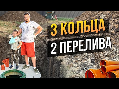 Видео: Переливной СЕПТИК из Бетонных КОЛЕЦ | Канализация в Частном Доме | Строим Дом на ЮГЕ