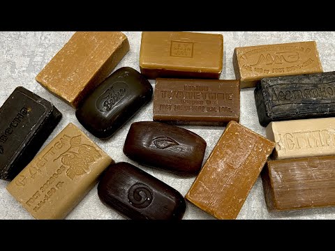 Видео: Dry soap cutting 🤎/ Дегтярное мыло резка / ASMR