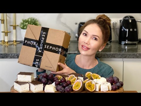 Видео: Распаковка SEPHORA | мой новый уход | фрукты и торт | Мукбанг
