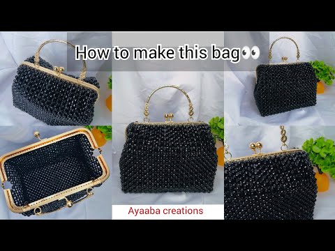 Видео: как сделать модный клатч/сумку из бисера с металлическим каркасом // урок по изготовлению сумки и...
