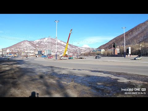 Видео: 02.02.2025 Петропавловск-Камчатский, центр, улица Ленинская, сопка Никольская, стадион Спартак
