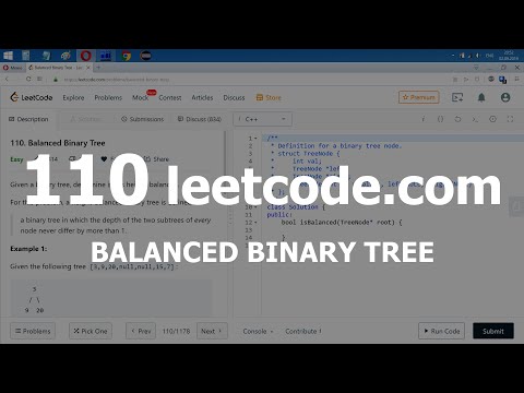 Видео: Разбор задачи 110 leetcode.com Balanced Binary Tree. Решение на C++