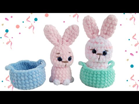 Видео: 🐇Зайчик в корзинке крючком из плюша🐇crochet bunny🐇Häkelhase