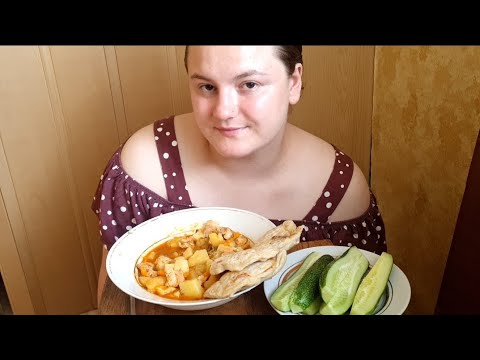 Видео: Мукбанг| Тушёная картошка| домашние свежие огурчики🥒🥒🥒