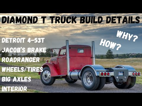Видео: Подробности сборки грузовика Diamond T: Detroit 4-53T с Jakes, Roadranger, большими осями... Я ра...