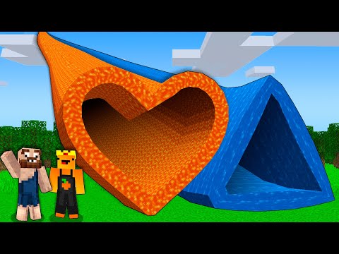 Видео: Мы нашли ЛАВОВЫЙ ТУННЕЛЬ против ВОДЯНОГО в Майнкрафт ! Персик и Боб Minecraft !