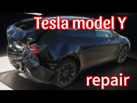 Видео: Tesla model Y body repair. Ремонт задней части Tesla model Y.#car #tesla #teslamodely  #automobile