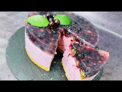 Видео: Чизкейк из чёрной смородины Без выпечки и духовке!Black currant cheesecake!