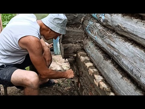 Видео: Сгнили бревна, жалко баню!!