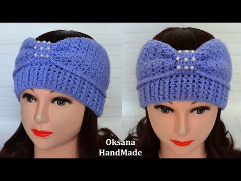 Видео: Весенняя повязка на голову крючком. Crochet headband