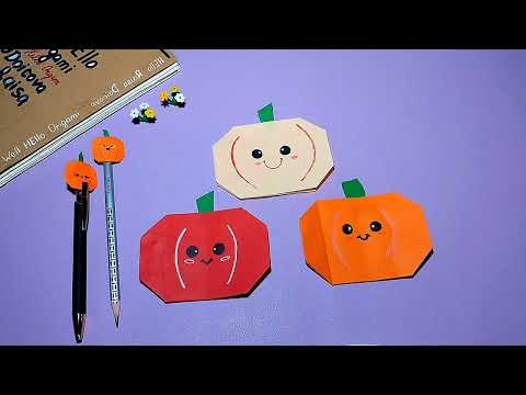Видео: Оригами Блокнот и Стикер Тыква из бумаги | Origami Notepad and paper Pumpkin Sticker