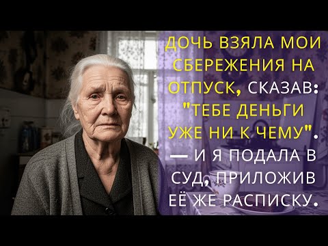 Видео: Дочь взяла мои сбережения на отпуск, сказав Тебе деньги уже ни к чему  — И я подала в суд, приложив