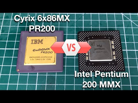 Видео: IBM / Cyrix 6x86MX PR200 против Intel Pentium 200 MMX