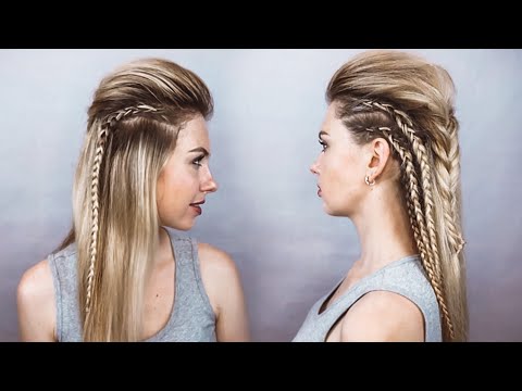 Видео: Крутая прическа ирокез в стиле рок с эффектом выбритого виска /Faux Shaved Side Hairstyle