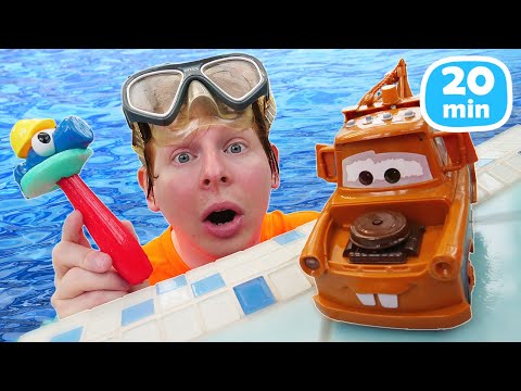 Видео: Ремонт машин: Мэтр утонул в бассейне и другое! Игрушки Тачки и развивающие видео про машинки