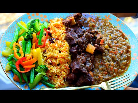 Видео: КОМБО ИЗ ТУШЕНОЙ ГОВЯДИНЫ И БАРАНИНЫ, ТУШЕНАЯ ЧЕЧЕВИЦА, РИС С МОРКОВЬЮ, ЖАРЕНЫЕ ОВОЩИ | ВОСКРЕСНЫ...