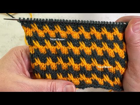 Видео: Цветное вязание для начинающих - просто и красиво. Вязание спицами. 2 colors pattern for beginners.