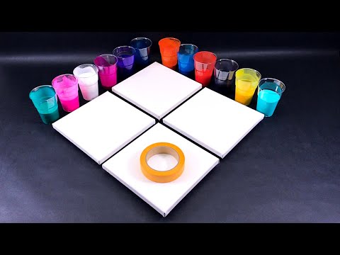 Видео: Как сделать картину Fluid Art - с 4-мя полотнами