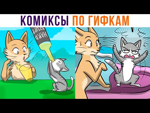 Видео: Комиксы по гифкам. ПЬЯНЫЙ КОТЁНОК))) | Мемозг 863