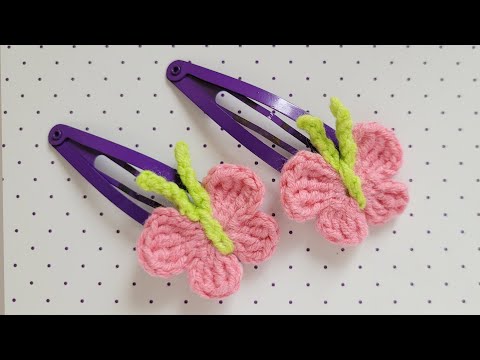 Видео: 🦋МИЛЫЕ ЗАКОЛКИ🦋БАБОЧКА КРЮЧКОМ🌺butterfly crochet