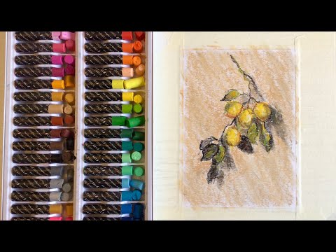 Видео: 🍋Не спеша рисую Ветку лимона по мотивам Клода Моне🖼️ Масляная пастель от Малевич🍀 Oil pastel
