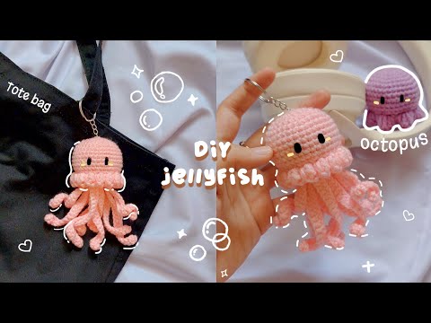 Видео: ♡ Мастер-класс по вязанию крючком медузы и осьминога без шитья | подвески в виде океана (сумки) ♡
