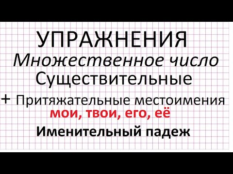 Видео: Множественное число. Существительные. + Притяжательные местоимения (мои, твои, его, её). Упражнения.