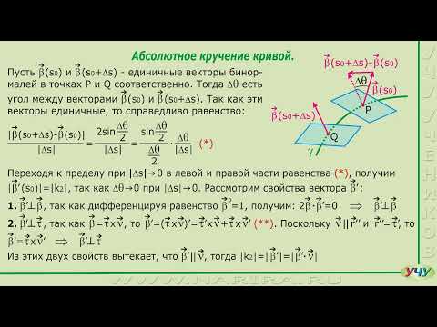 Видео: Кручение кривой. (Дифференциальная геометрия - урок 11)