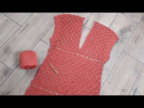 Видео: Платье крючком "Жаркое лето". Часть 4.