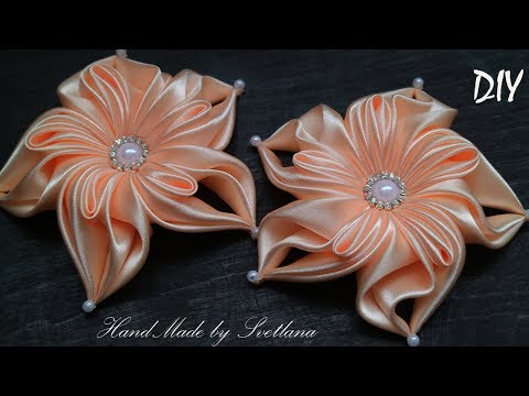 Видео: Цветы из лент Канзаши DIY Kanzashi flower Flor das fitas Flor de las cintas Fleur des rubans